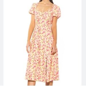 Alexia Admor Gracie Sweetheart Slit Dress Yellow Floral